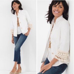 Chico's Jacket  Tassel Sleeve Size 1  M/8 NWT